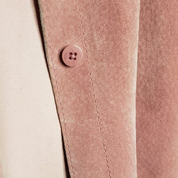 EXPRESS Pink 100% Genuine Leather Suede Shirt Jacket Shacket Size 11/12 M Vtg - Picture 3 of 12